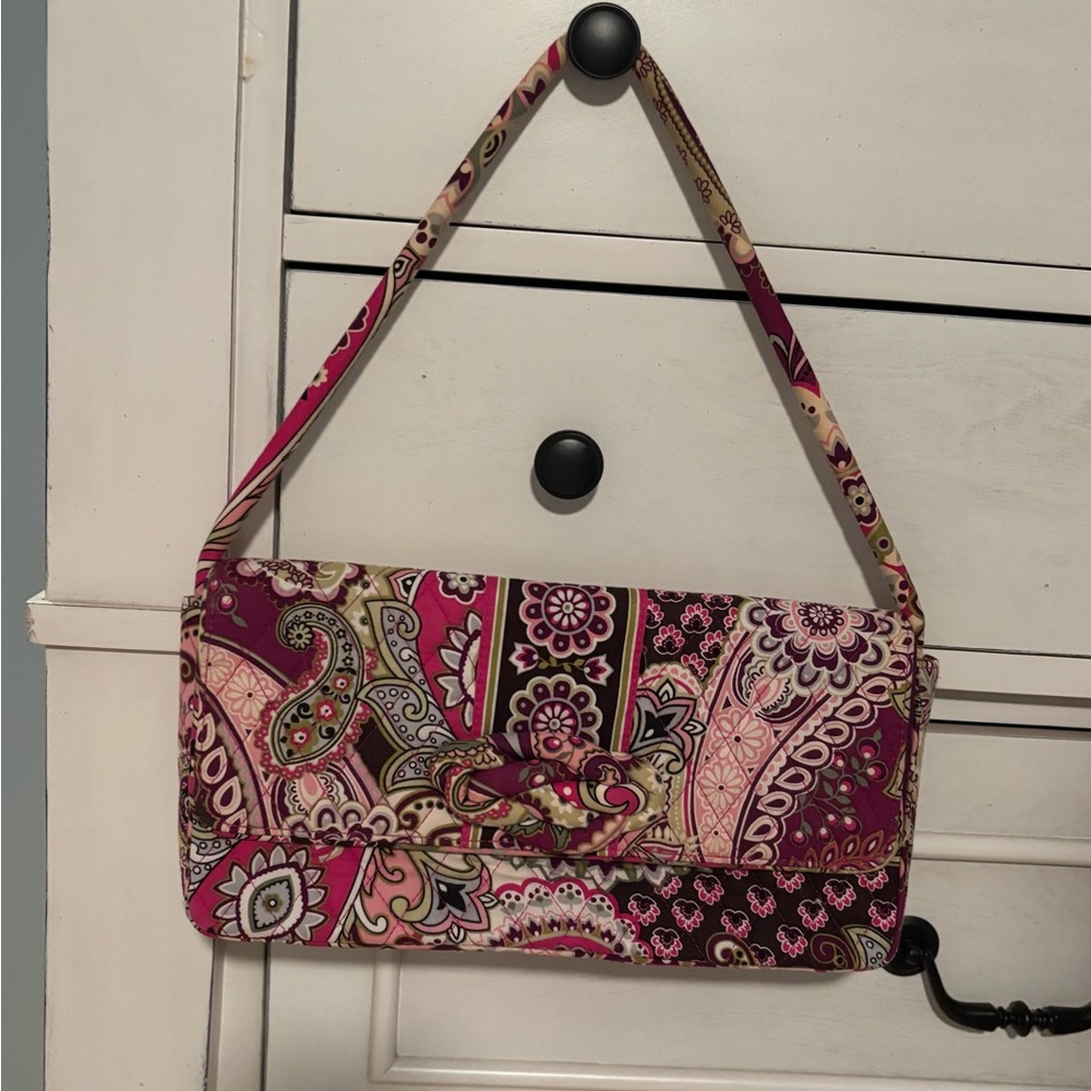 Vera Bradley Pink Paisley Clutch with Intricate Design